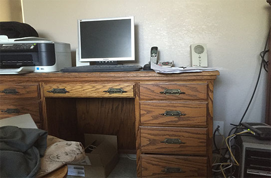 Desk with papers